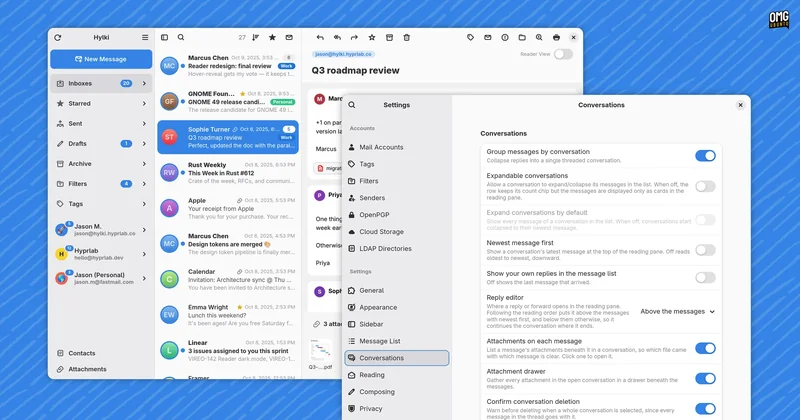 هیلکی؛ کلاینت ایمیل مدرن مبتنی بر Rust برای دسکتاپ گنوم معرفی شد