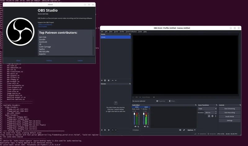 انتشار OBS Studio 33.0 با بهروزرسانی گسترده CEF و بهبود بارگذاری افزونهها