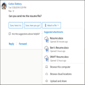 ویژگی فایل ضمیمه پیشنهادی به Outlook آمد