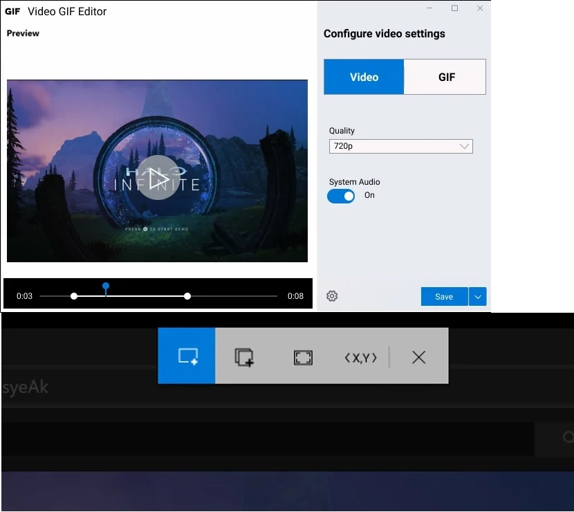 ویندوز ویندوز 10 سیستم عامل Video GIF Capture سیستم عامل ویندوز