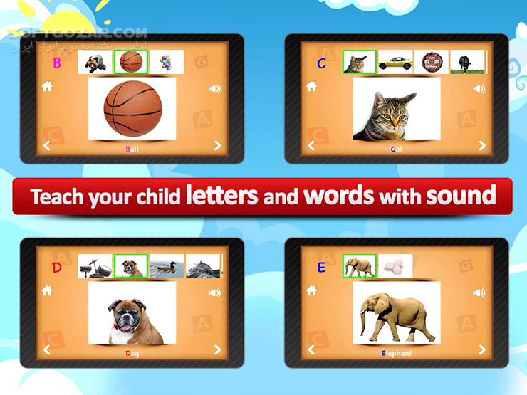 دانلود ABC for kids 3.2 for Android +2.3 - دانلود آموزش حروف انگلیسی برای بچه ها برای اندروید - سافت گذر