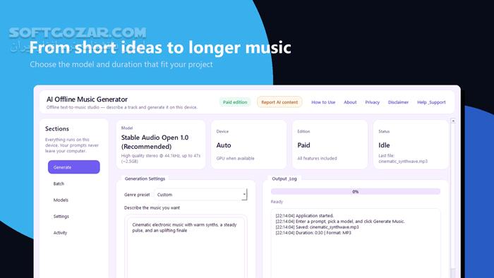 دانلود AI Offline Music Generator 2.1.4 - دانلود ساخت موسیقی با هوش مصنوعی - سافت گذر