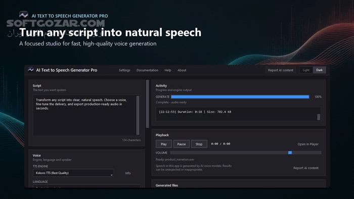 دانلود AI Text To Speech Generator Pro 1.2.4 - دانلود تبدیل متن به گفتار با هوش مصنوعی پیشرفته - سافت گذر