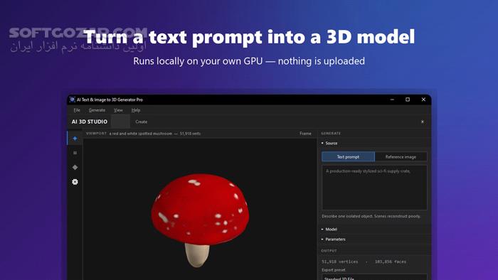 دانلود AI Text & Image to 3D Generator Pro 3.0.2 - دانلود تبدیل توضیحات متنی و تصاویر دوبعدی به مدل‌های سه‌بعدی - سافت گذر