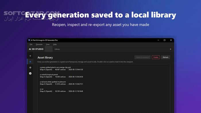 دانلود AI Text & Image to 3D Generator Pro 3.0.2 - دانلود تبدیل توضیحات متنی و تصاویر دوبعدی به مدل‌های سه‌بعدی - سافت گذر