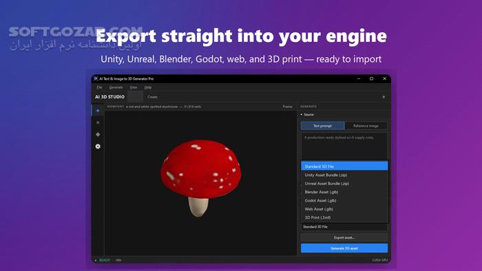 دانلود AI Text & Image to 3D Generator Pro 3.0.2 - دانلود تبدیل توضیحات متنی و تصاویر دوبعدی به مدل‌های سه‌بعدی - سافت گذر