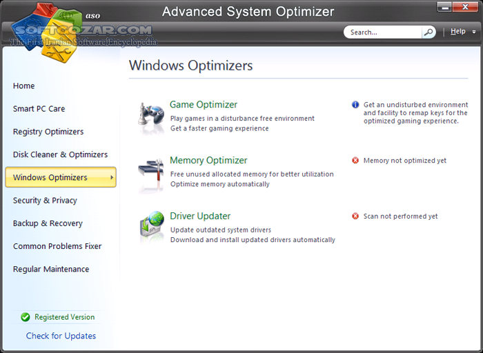 دانلود Advanced System Optimizer 3.81.8181.282 - دانلود نرم افزار قدرتمند و حرفه ای بهینه سازی سیستم - سافت گذر