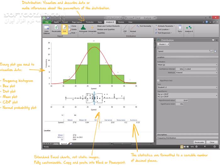 دانلود Analyse-it for Microsoft Excel Ultimate Edition 6.16.5 - دانلود افزونه اکسل برای تحلیل آماری پیشرفته - سافت گذر
