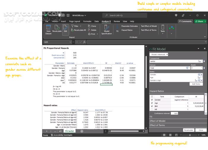 دانلود Analyse-it for Microsoft Excel Ultimate Edition 6.16.5 - دانلود افزونه اکسل برای تحلیل آماری پیشرفته - سافت گذر