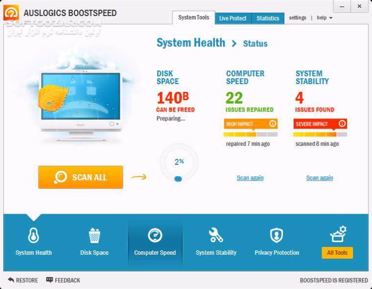 دانلود Auslogics BoostSpeed 14.0 - دانلود بوست اسپید - سافت گذر