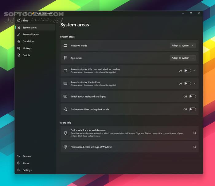 دانلود Auto Dark Mode v11.1.1.1 - دانلود تم تیره ویندوز - سافت گذر