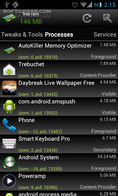 AutoKiller Memory Optimizer Pro 8 7 207 for Android 2 3 تصاویر نرم افزار  - سافت گذر