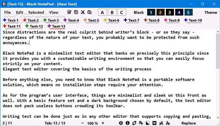دانلود Black NotePad 2.3.0.26 - دانلود ویرایشگر متن با تم تیره برای ویندوز - سافت گذر