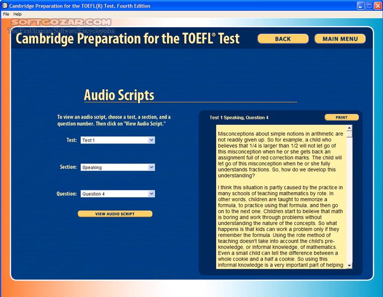 Cambridge Preparation For The TOEFL Test 4th Edition تصاویر نرم افزار  - سافت گذر