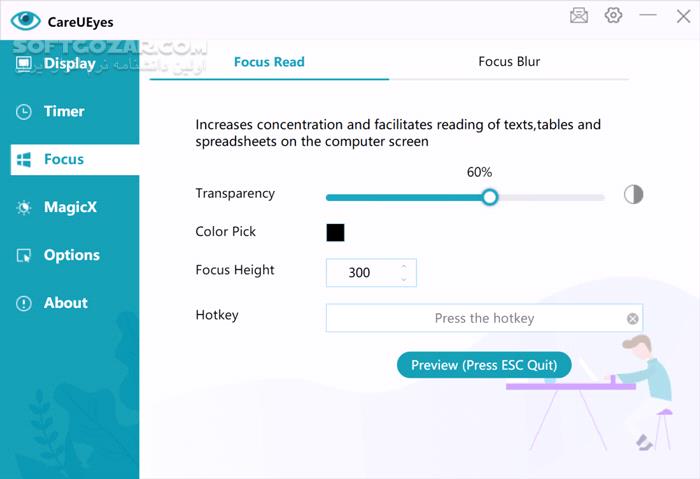 دانلود CareUEyes Pro 2.4.4 - دانلود تنظیم نور و رنگ مانیتور برای جلوگیری از خستگی چشم - سافت گذر