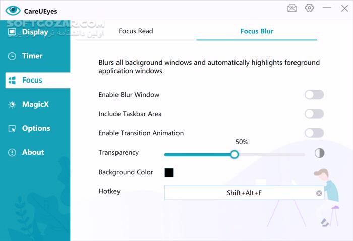 دانلود CareUEyes Pro 2.4.4 - دانلود تنظیم نور و رنگ مانیتور برای جلوگیری از خستگی چشم - سافت گذر