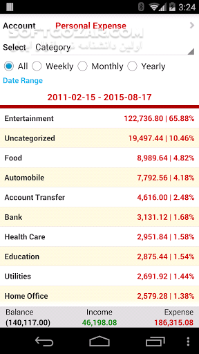 دانلود Expense Manager Pro 3.6.8 for Android +4.0 - دانلود مدیریت دخل و خرج برای اندروید - سافت گذر