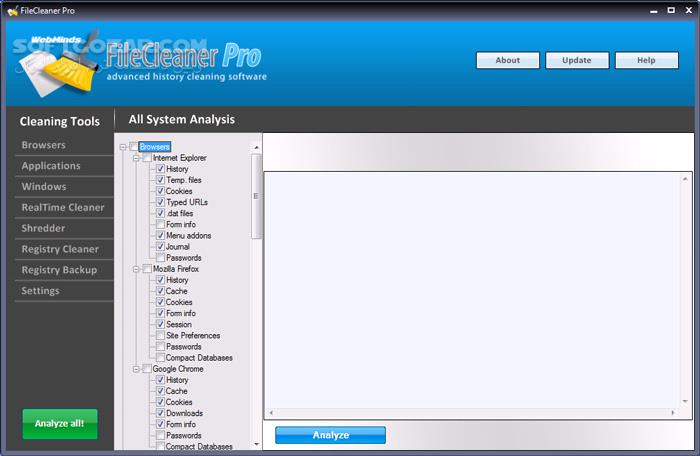 دانلود WebMinds FileCleaner Pro 5.0.0 Build 346 - دانلود پاکسازی سیستم - سافت گذر