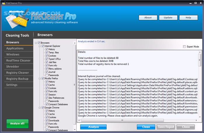 دانلود WebMinds FileCleaner Pro 5.0.0 Build 346 - دانلود پاکسازی سیستم - سافت گذر