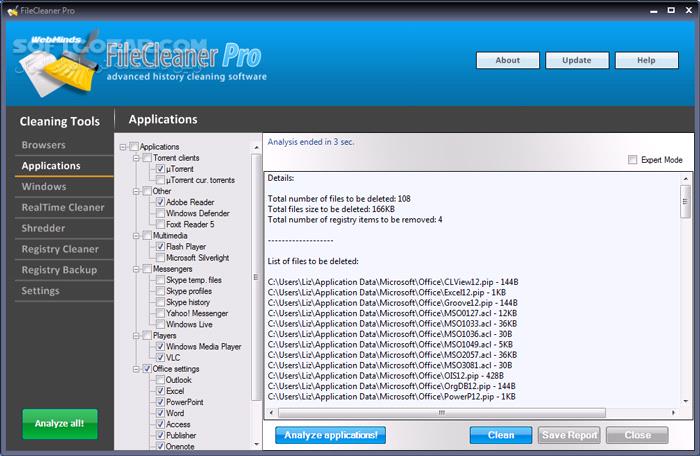 دانلود WebMinds FileCleaner Pro 5.0.0 Build 346 - دانلود پاکسازی سیستم - سافت گذر