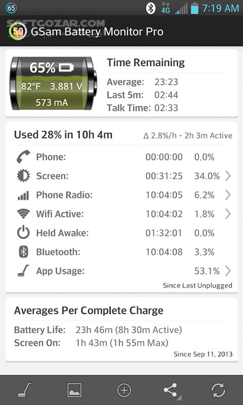 GSam Battery Monitor Pro 3 40 for Android 2 3 تصاویر نرم افزار  - سافت گذر