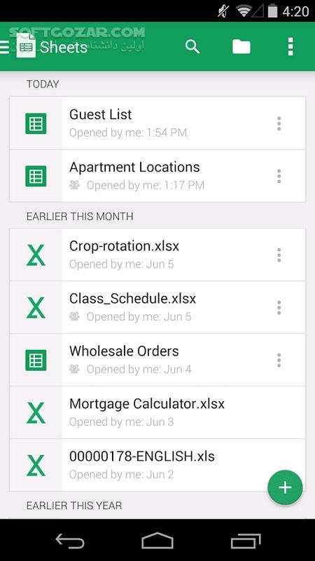 دانلود Google Sheets 1.25.162.00.90 for Android +8.0 - دانلود گوگل شیتز برای اندروید - سافت گذر