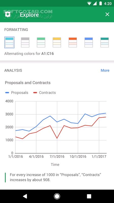 دانلود Google Sheets 1.25.162.00.90 for Android +8.0 - دانلود گوگل شیتز برای اندروید - سافت گذر