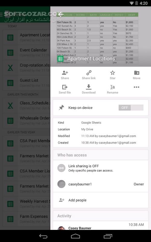 دانلود Google Sheets 1.25.162.00.90 for Android +8.0 - دانلود گوگل شیتز برای اندروید - سافت گذر