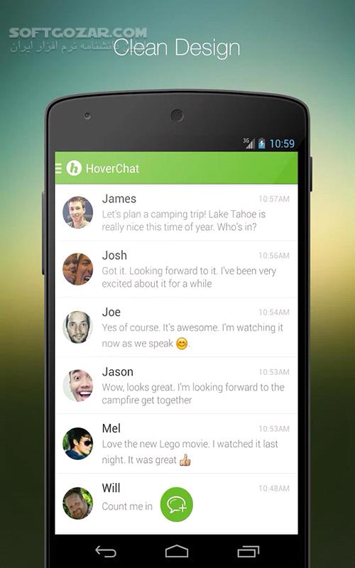 دانلود HoverChat 2.2.3 for Android +2.2 - دانلود مدیریت پیام کوتاه با محیطی متفاوت برای اندروید - سافت گذر