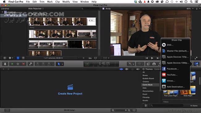 دانلود InfiniteSkills - Learning Final Cut Pro X For Mavericks - دانلود فیلم آموزش کار با نرم‌افزار فاینال کات پرو ایکس در سیستم عامل ماوریکس - سافت گذر