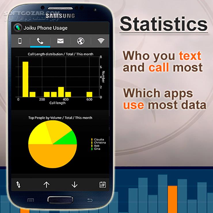 دانلود Joiku Phone Usage PRO 2.38 for Android - دانلود گزارش و نمایش اطلاعات برای اندروید - سافت گذر