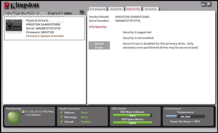 دانلود Kingston SSD Manager 1.5.3.6 - دانلود مدیریت درایوهای اس اس دی - سافت گذر