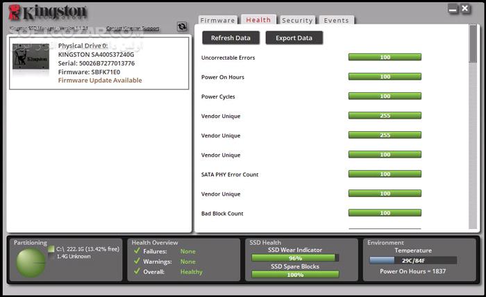 دانلود Kingston SSD Manager 1.5.3.6 - دانلود مدیریت درایوهای اس اس دی - سافت گذر
