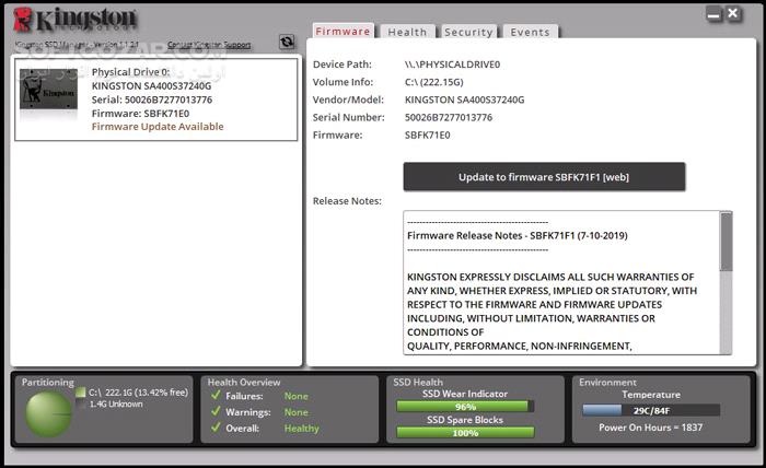 دانلود Kingston SSD Manager 1.5.3.6 - دانلود مدیریت درایوهای اس اس دی - سافت گذر