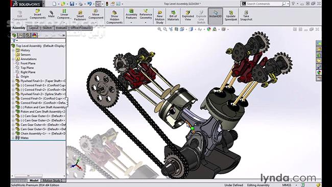 Lynda Modeling a Motorcycle Engine with SolidWorks تصاویر نرم افزار  - سافت گذر