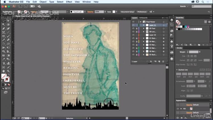 Lynda Designing a Poster with Custom Brushes in Illustrator تصاویر نرم افزار  - سافت گذر