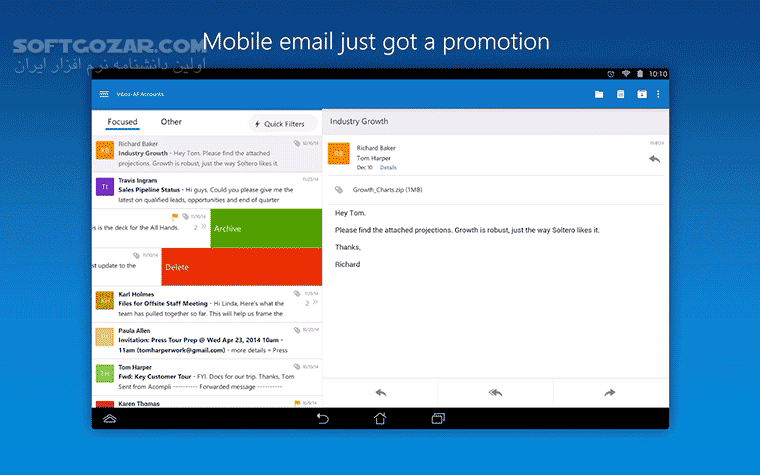 دانلود Microsoft Outlook 4.2512.0 for Android +9.0 - دانلود مایکروسافت اوت لوک اندروید برای اندروید - سافت گذر