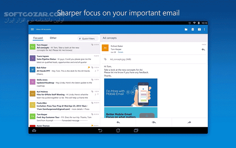 دانلود Microsoft Outlook 4.2512.0 for Android +9.0 - دانلود مایکروسافت اوت لوک اندروید برای اندروید - سافت گذر