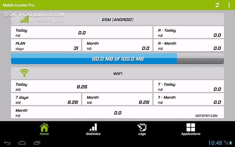 دانلود Mobile Counter Pro 5.0.3 for Android +2.1 - دانلود نمایش حجم داده های مصرفی WiFi و GPRS برای اندروید - سافت گذر