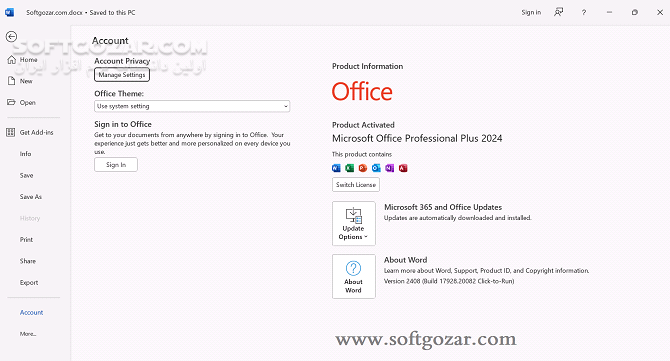 دانلود Office 2024 Pro Plus 2503 Build 18623.20156 Retail April 2025 - دانلود آفیس 2024 - سافت گذر