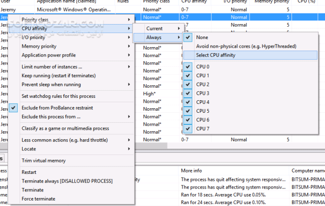 دانلود Bitsum Process Lasso Pro 15.1.0.50 - دانلود مدیریت برنامه های در حال اجرا - سافت گذر