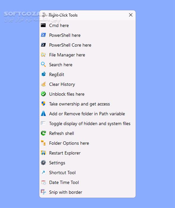 دانلود RightClickTools 2.0.3 (افزودن گزینه‌های دلخواه به منوی کلیک‌راست ویندوز) با لینک مستقیم و کرک معتبر