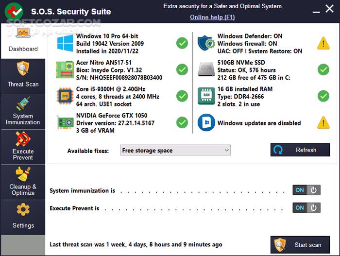 دانلود S.O.S Security Suite 2.9.9 - دانلود ضدبدافزار - سافت گذر