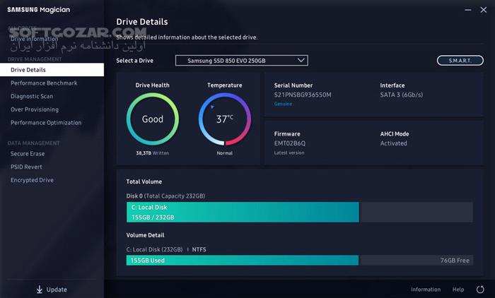 دانلود Samsung SSD Magician Tool 8.0.1.1000 - دانلود مدیریت هاردهای اس اس دی سامسونگ - سافت گذر
