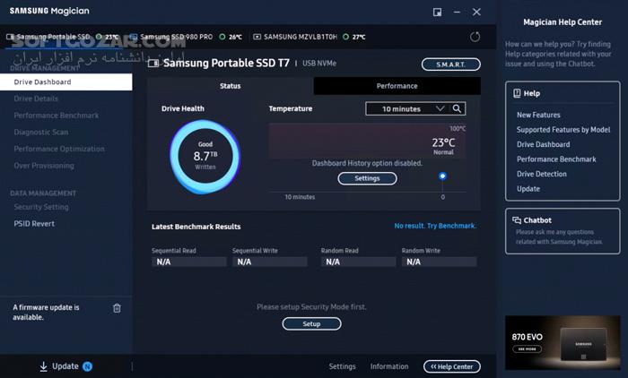 دانلود Samsung SSD Magician Tool 8.0.1.1000 - دانلود مدیریت هاردهای اس اس دی سامسونگ - سافت گذر