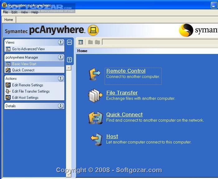 دانلود Symantec PcAnywhere Corporate Edition 12.5.5.1086 - دانلود بهترین برنامه برای اتصال به یک کامپیوتر دیگر و مشاهده دسکتاپ آن - سافت گذر