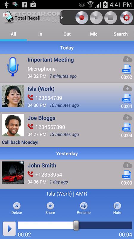دانلود Total Recall 2.0.61 for Android +4.0 - دانلود ضبط مکالمات برای اندروید - سافت گذر