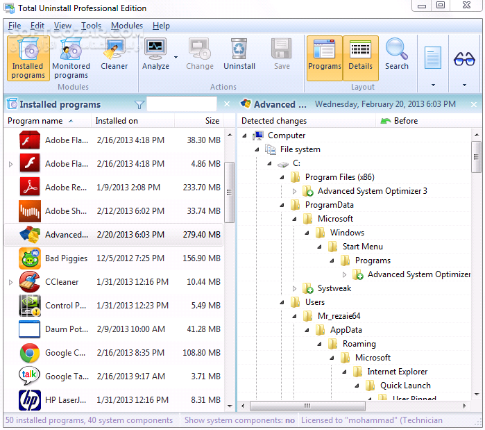 دانلود Total Uninstall Professional 7.6.1.677 - دانلود حذف نرم افزار توتال آنیستال - سافت گذر