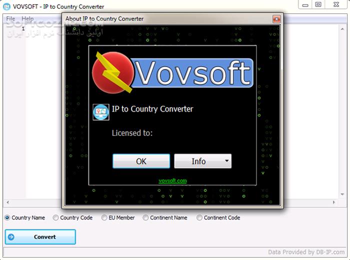 دانلود VovSoft IP to Country Converter 1.2.0 - دانلود نمایش نام کشورها بر اساس آی پی - سافت گذر