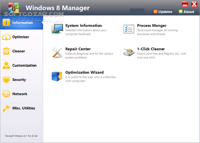 دانلود Windows 8 Manager 2.2.8 - دانلود نرم افزار مدیریت ویندوز 8 و 8.1 - سافت گذر